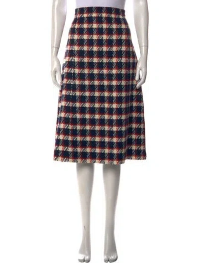 Pre-owned Carolina Herrera Plaid Print Midi Length Skirt W/ Tags In Multi