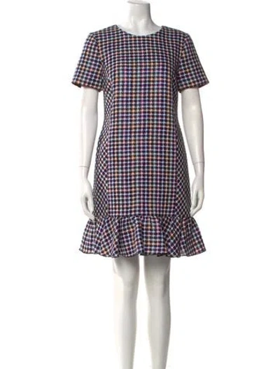 Pre-owned Carolina Herrera Plaid Print Mini Dress In Black