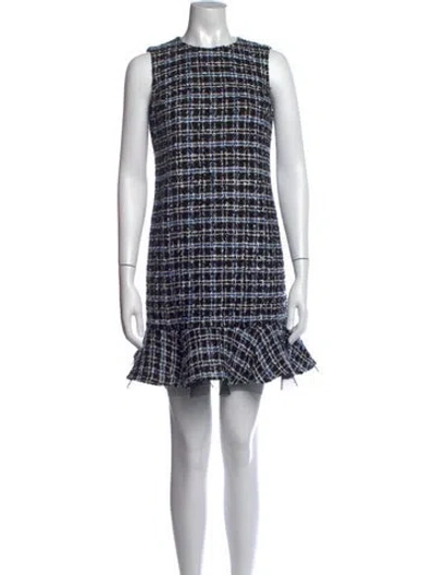 Pre-owned Carolina Herrera Plaid Print Mini Dress In Black