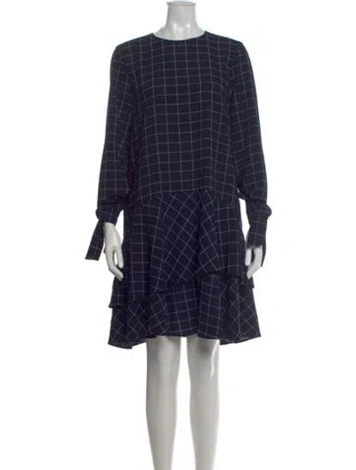 Pre-owned Carolina Herrera Plaid Print Mini Dress W/ Tags In Blue