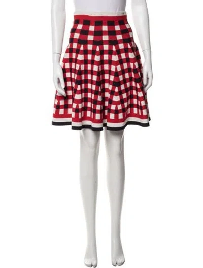 Pre-owned Carolina Herrera Plaid Print Mini Skirt In Red