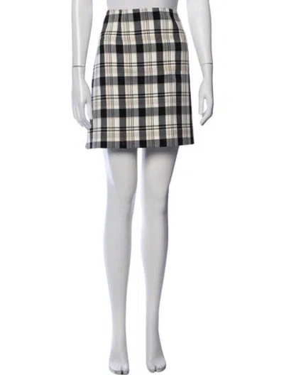 Pre-owned Carolina Herrera Plaid Print Mini Skirt W/ Tags In Black/neutrals