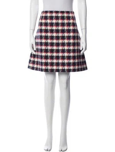 Pre-owned Carolina Herrera Plaid Print Mini Skirt W/ Tags In White