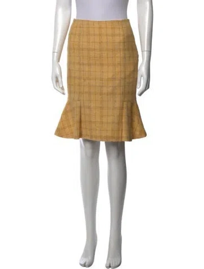 Pre-owned Carolina Herrera Plaid Print Mini Skirt In Yellow