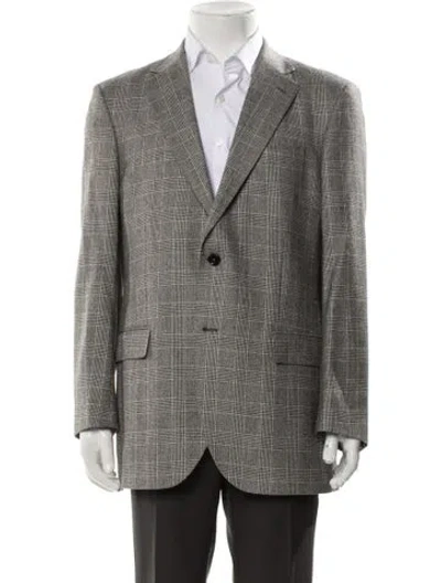 Pre-owned Carolina Herrera Plaid Print Peacoat In Gray