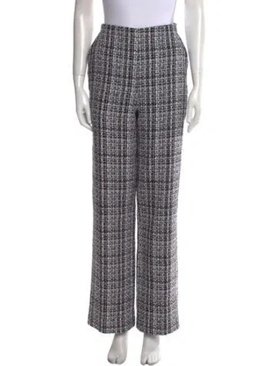 Pre-owned Carolina Herrera Plaid Print Wide Leg Pants In Black