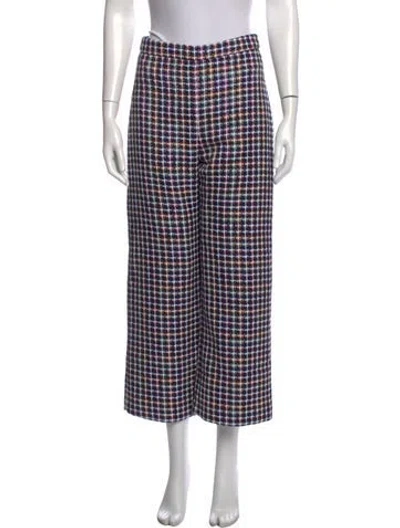 Pre-owned Carolina Herrera Plaid Print Wide Leg Pants In Black/metallic