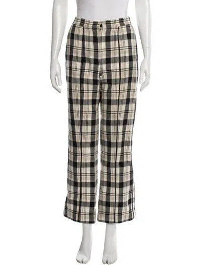Pre-owned Carolina Herrera Plaid Print Wide Leg Pants In Neutral