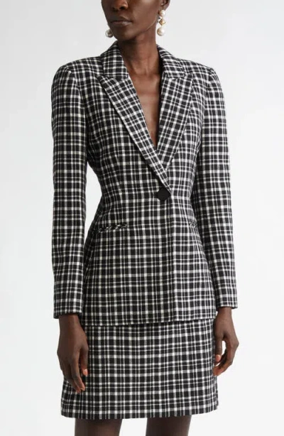 Carolina Herrera Plaid Single-breasted Jacket In Black