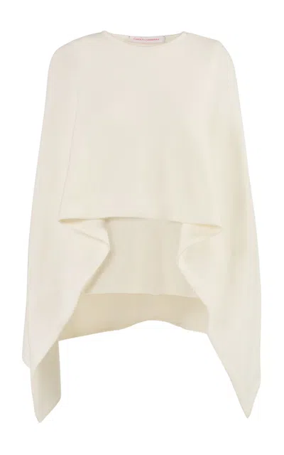 Carolina Herrera Plaited Jersey Wool Cape Sweater In White