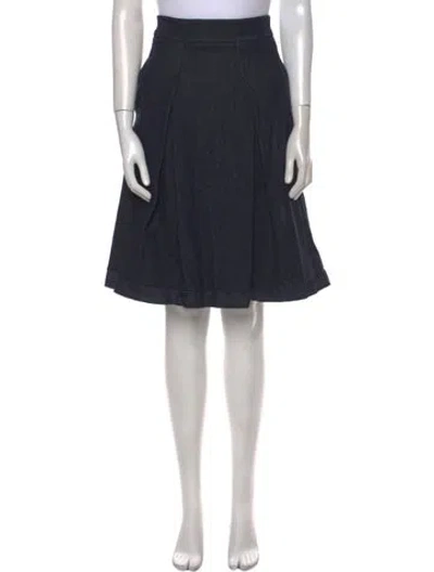Pre-owned Carolina Herrera Pleated Accents Knee-length Skirt In Blue