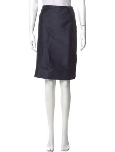Pre-owned Carolina Herrera Pleated Accents Knee-length Skirt In Blue