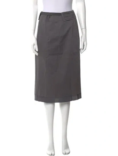 Pre-owned Carolina Herrera Pleated Accents Knee-length Skirt In Gray