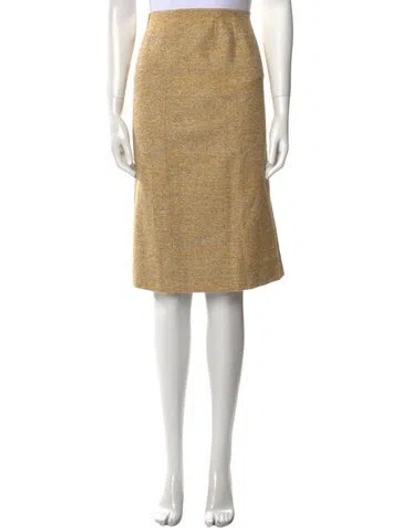 Pre-owned Carolina Herrera Pleated Accents Knee-length Skirt In Neutral