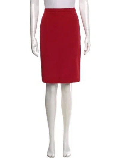 Pre-owned Carolina Herrera Pleated Accents Knee-length Skirt In Red