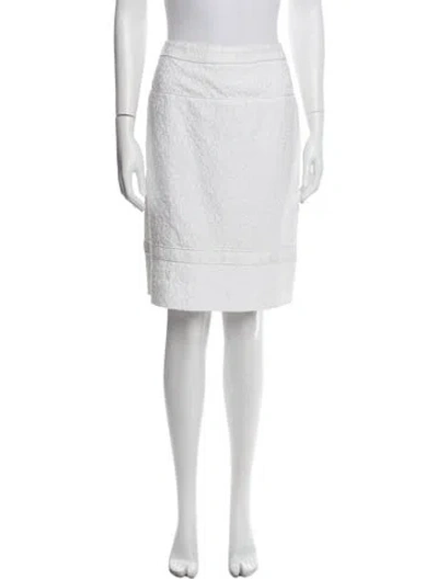 Pre-owned Carolina Herrera Pleated Accents Knee-length Skirt In White