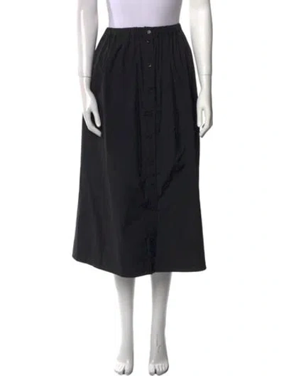 Pre-owned Carolina Herrera Pleated Accents Midi Length Skirt In Black