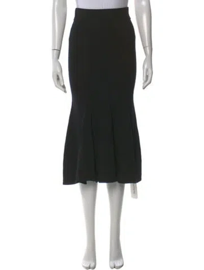 Pre-owned Carolina Herrera Pleated Accents Midi Length Skirt In Black