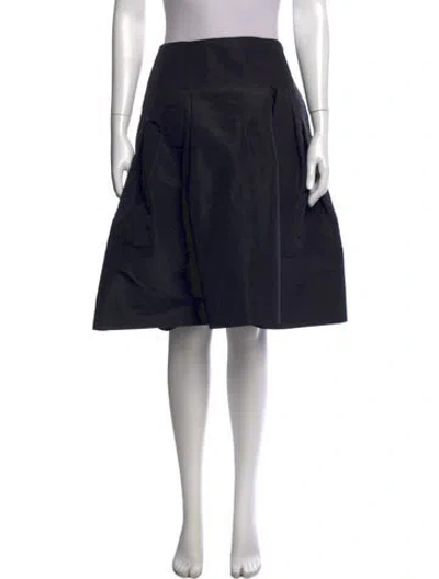 Pre-owned Carolina Herrera Pleated Accents Midi Length Skirt In Black