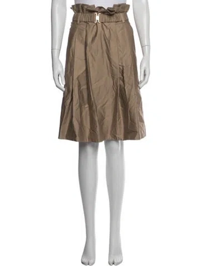 Pre-owned Carolina Herrera Pleated Accents Midi Length Skirt In Neutrals