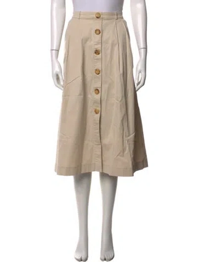 Pre-owned Carolina Herrera Pleated Accents Midi Length Skirt In Neutrals