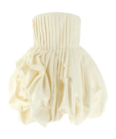 Carolina Herrera Pleated Bubble Mini Dress In White