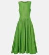 Carolina Herrera Sleeveless Cotton-blend Faille Maxi Dress In Lawn Green