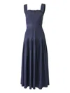 Carolina Herrera Pleated Denim Midi Dress In Blue