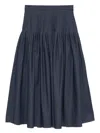 Carolina Herrera Pleated Denim Skirt In Blue