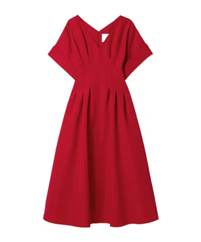 Carolina Herrera Pleated Dress In Red