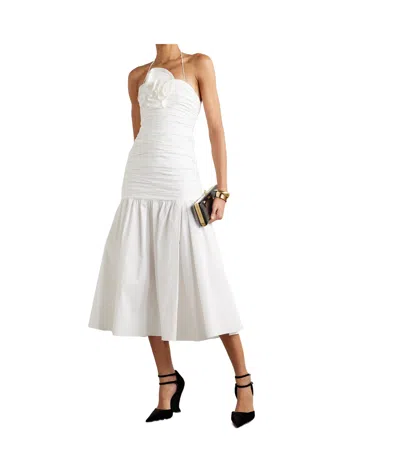 Carolina Herrera Pleated Dress In White