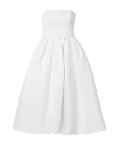 Carolina Herrera Pleated Floral Pattern Dress In White