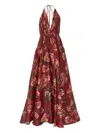 Carolina Herrera Faltenrobe Mit Blumen-print In Red