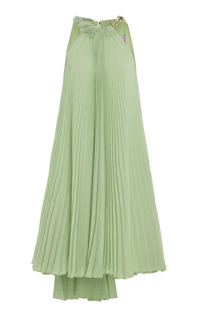 Carolina Herrera Pleated Georgette Halter Dress