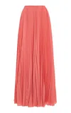 Carolina Herrera Pleated Georgette Maxi Skirt In Pink