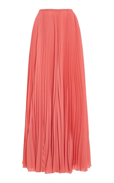 Carolina Herrera Pleated Georgette Maxi Skirt In Pink