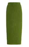 Carolina Herrera Pleated Knit  Skirt In Green