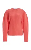 Carolina Herrera Pleated Knit Top In Pink
