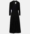 Carolina Herrera Wrap-effect Pleated Crepe Midi Dress In Black