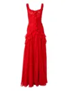 Carolina Herrera Gathered Bodice Gown In Red