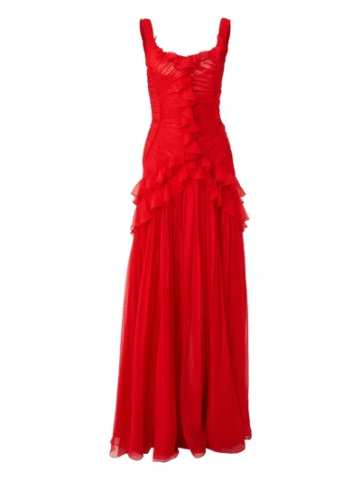 Carolina Herrera Gathered Bodice Gown In Red