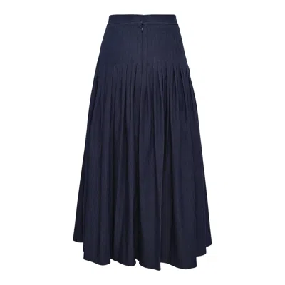 Carolina Herrera Pleated Midi Skirt In Blue