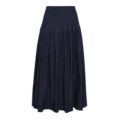 Carolina Herrera Pleated Midi Skirt In Blue