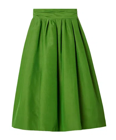 Carolina Herrera Pleated Midi Skirt In Green