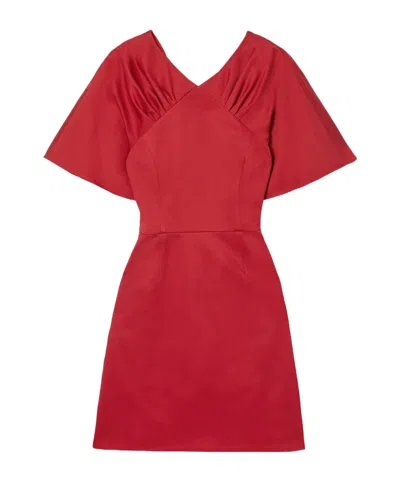 Carolina Herrera Pleated Mini Dress In Red