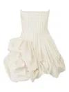 Carolina Herrera Strapless Dress Voluminous Skirt Pleated Ruffles In Yellow