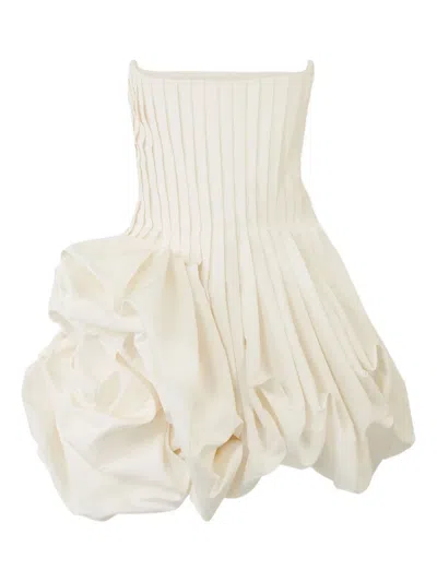 Carolina Herrera Pleated Silk-faille Dress In White