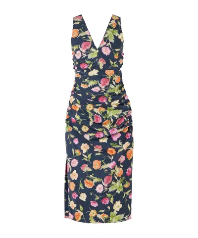 Carolina Herrera Pleated Print Dress In Multi