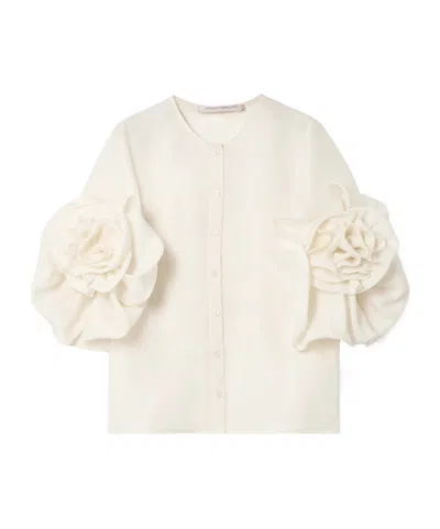 Carolina Herrera Pleated Shirt In White