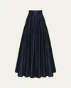 Carolina Herrera Pleated Silk Ball Skirt In Blue